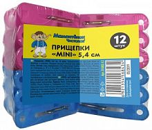 Прищепки МИНИ 5,4 см набор 12 шт. Мамонтенок чистолюб