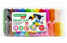 ПЛАСТИЛИН супер легкий воздуш. застыв. 24цв. BRAUBERG KIDS