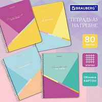 ТЕТРАДЬ 80л А5 BRAUBERG клетка Multicolor (микс в спайке) 404416 1/4