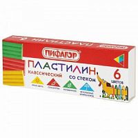 ПЛАСТИЛИН 6цв. 90гр ПИФАГОР "Веселая такса" СО СТЕКОМ 106674