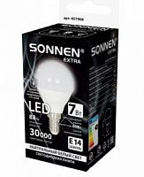 Лампа светодиодная SONNEN EXTRA 7 (60) Вт E14 шар нейтральный белый LED G45-7W-4000-Е14, 457908 1/10