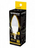 Лампа светодиодная SONNEN EXTRA 7 (60) Вт Е14 свеча теплый белый LED C37-7W-2700-Е14, 457902 1/10