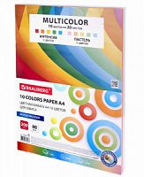 БУМАГА ЦВЕТНАЯ А4 10 цв. 200л BRAUBERG MULTICOLOR 114209